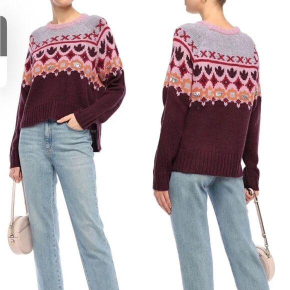 Cinq a Sept Gianni Sequin Fair Isle Sweater - Picture 5 of 16